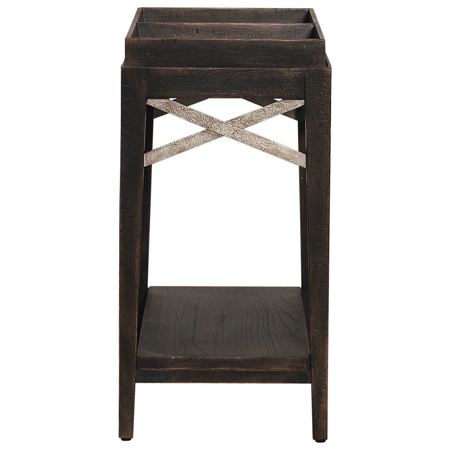 Bassett Woodridge Transitional Chairside Table with Removable Trays